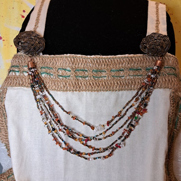 Copper and Blue Viking Apron Dress Necklace