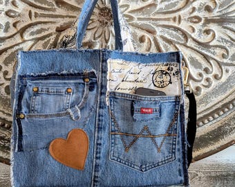 upcycled Denim, Distressed, Handbag