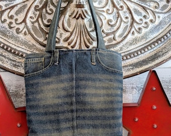 Handmade, Denim, Upcycled, Old Made New, Day Shoulder bag, Shopping Bag, Beach Tote