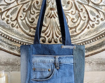 Upcycled, Denim, Handbag, Shoulder Bag, Handmade, Beach Bag