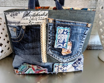 Upcycled Denim, Patchwork, Boho, Western, Shabby Chic