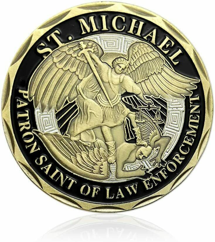 Police Officer Coin St Michael Badge Law Enforcement Challenge Etsy