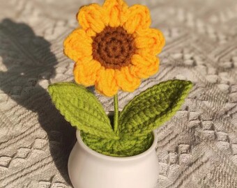 Crochet Mini Potted sunflowers,Crochet Sunflower Decoration,Handmade Knitted Flowers,Home table decor,Birthday Gift,Gift for her