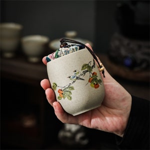 Japanese Portable Tea Container Storage Tea Coffee Food Handmade Ceramic Tea Jar - Ceramic Jars With Lid - 50g Mini Storage Cans