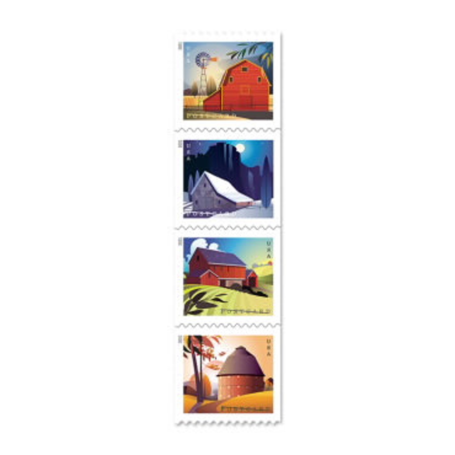 Barns Postcard Stamps USPS Postcard Postage Stamps 2021 Etsy