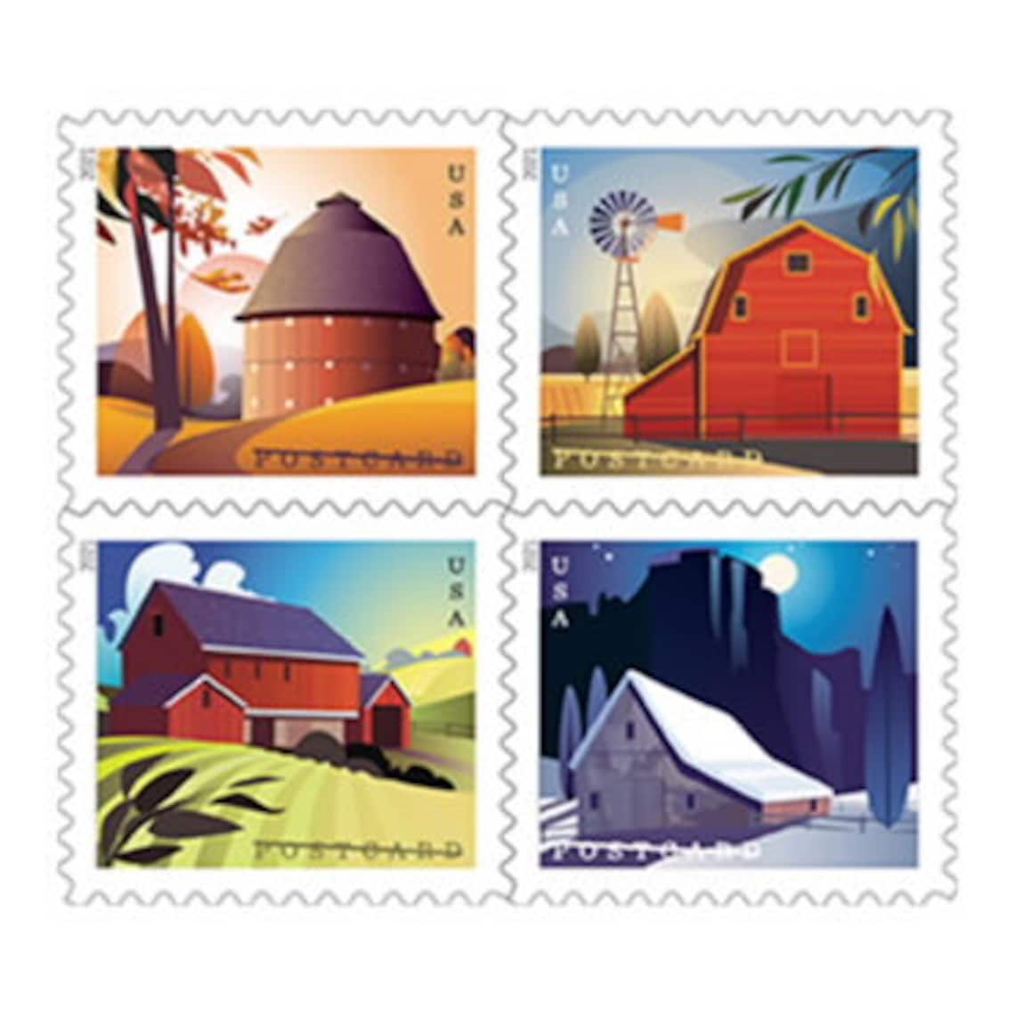 Barns Postcard Stamps USPS Postcard Postage Stamps 2021 Etsy