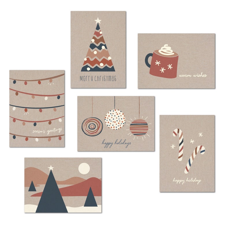 6 Pk Greeting Card Gift Set Rustic Modern Christmas Luxury Etsy