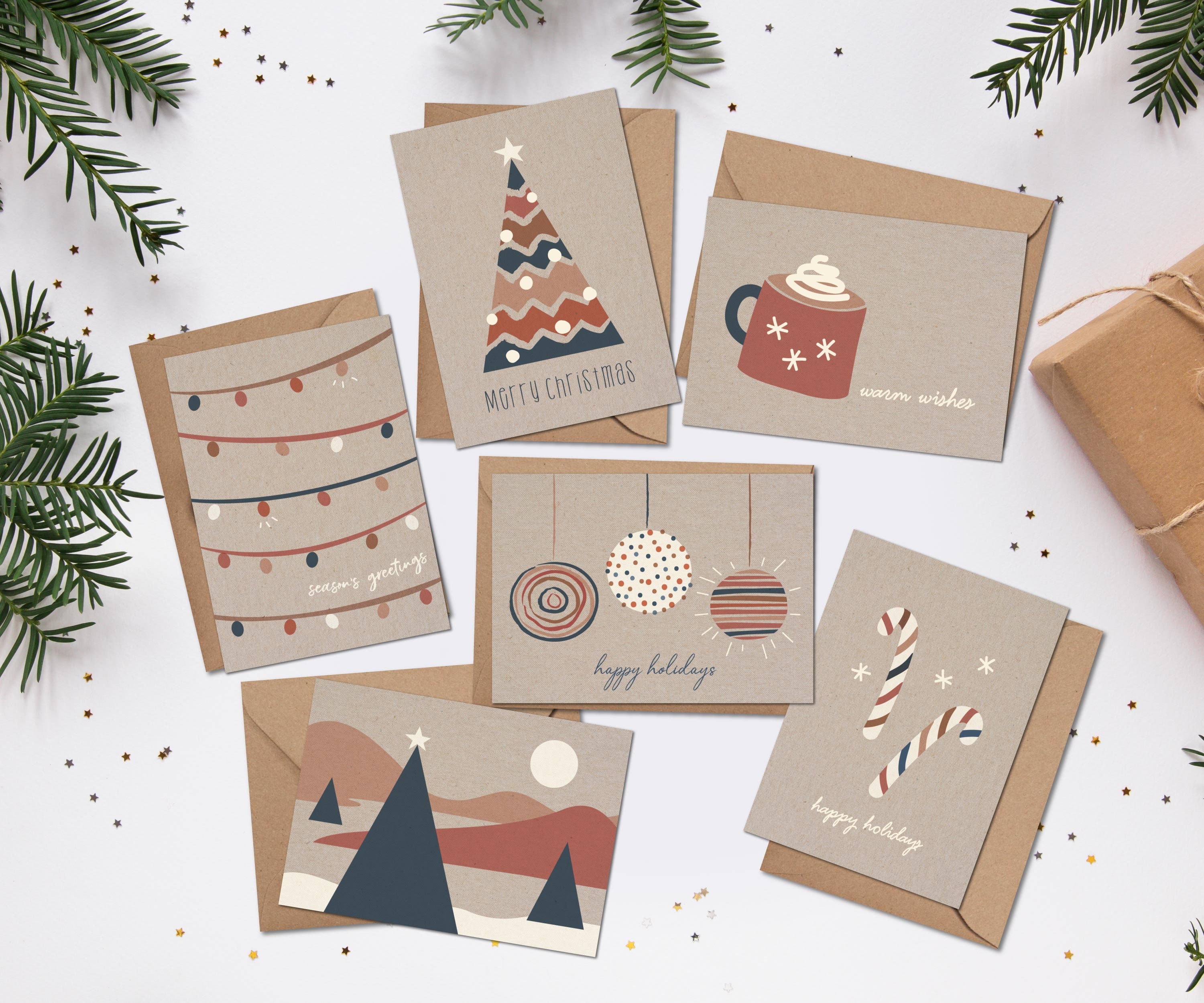 6 Pk Greeting Card Gift Set Rustic Modern Christmas Luxury Etsy