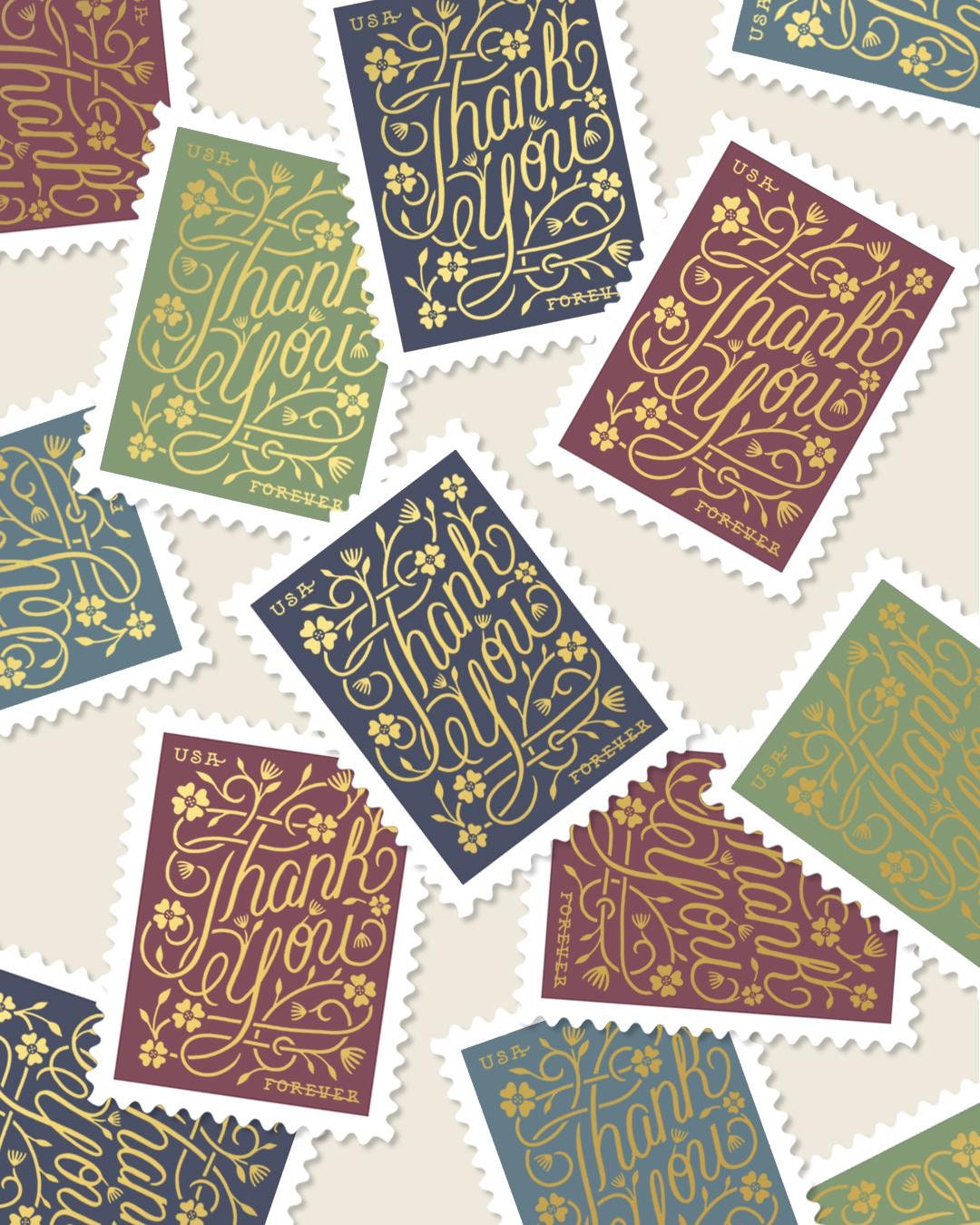 USPS Thank You Forever Stamps Gold Foil US Postal Service Etsy