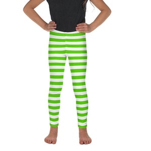 Strawberry Shortcake Vintage Style Dress-Up Costume Cosplay Kid&#39;s Leggings - Green & White Stripes 2T-7