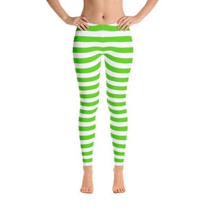 Strawberry Shortcake Costume Dress-Up Cosplay Leggings - Green & White Stipes Original Vintage Style Tights