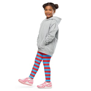Dr. Seuss Inspired Thing 1 & Thing 2 Costume Dress-Up Cosplay Kid&#39;s Leggings - Red and Blue Stripes Tights 2T-7