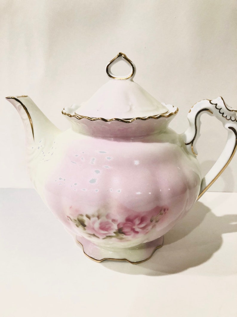 Large Vintage Hand Painted Teapot by Betty Platner, Teapot by Porcelain