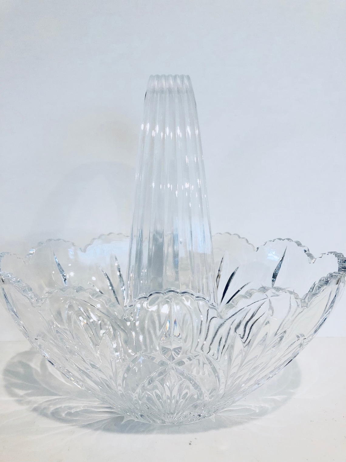Limited Royaled 24 Lead Crystal Basket, Clear Glass Vintage Basket, Home Decor, Gift for Her