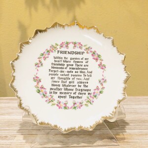 Friendship plate, collectibles, gift for best friend, birthday gift for a friend, friendship poem on plate
