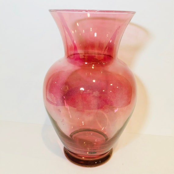 Large Vintage Pink Unique Libbey Glass Vase Home Decor Etsy
