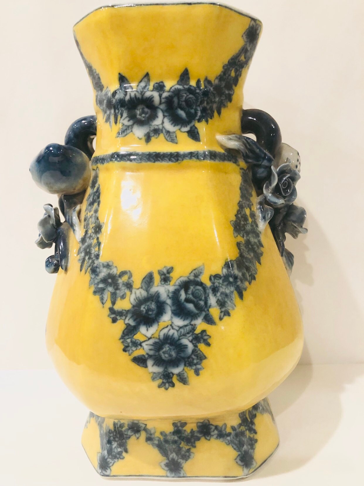 Large and heavy United Wilson JUWC 1897 vase yellow blue Etsy