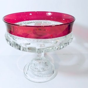 Huge Vintage 1950 Tiffin King Crown Compote Candy Dish, home decor, collectibles, ruby Indiana glass