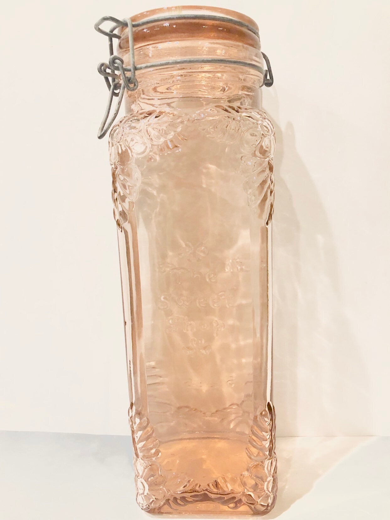 Extra Large Glass Jar With Lid and Vintage Peach Seed Catalog 