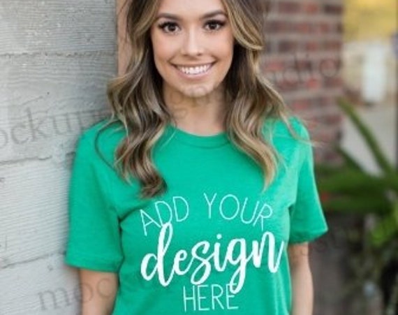 Bella 3001 Kelly Green Shirt Mockup Kelly Shirt Mock