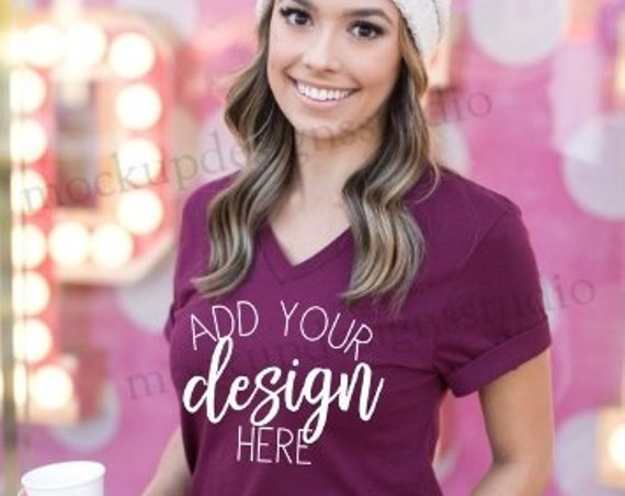 Bella 3005 Maroon Shirt Mockup Maroon Shirt Mock Up