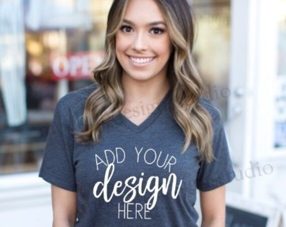 Dark Gray Model Mockup Bella 3005 Dark Grey Heather