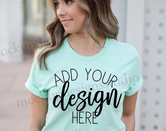 Bella Model Mockup Bella 3001 Mint-Shirt Mockup Mint Bella Model Mockup Bella 3001 Mint-Shirt Mockup Mint