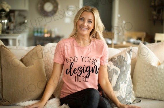 Bella 3001 Heather Sunset Triblend Shirt Mockup Sunset T-Shirt