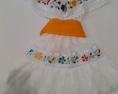 2 piece Gorgeous White Mexican Girl 39 s Dress , Bright Embroidered Flowers, Fiesta Birthday Party Dress Toddler Dress Hand Made in Mexico
