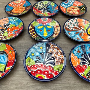 4 - 6 “ Talavera Appetizer plates from Mexico Great Splash of Color for Your Table! Handmade Mexican Pottery Side Plate