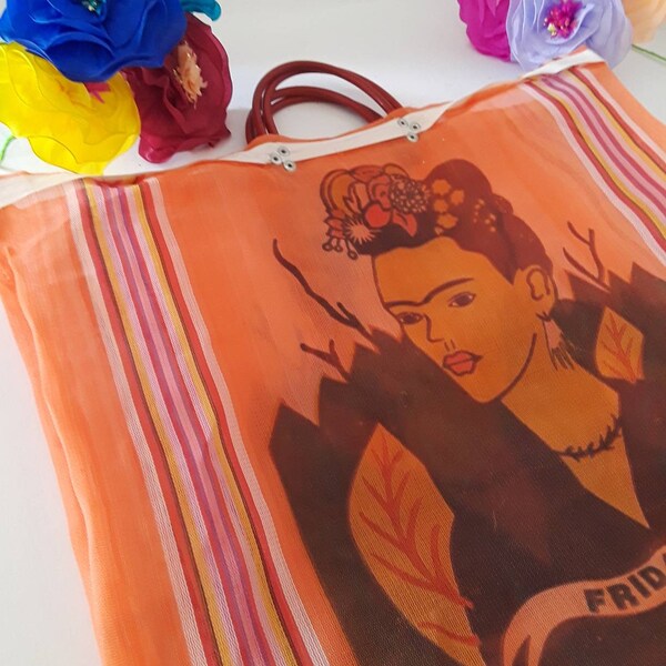 Frida Kahlo Market shopping & carry very Strong, durable mesh bag reusable multi colors