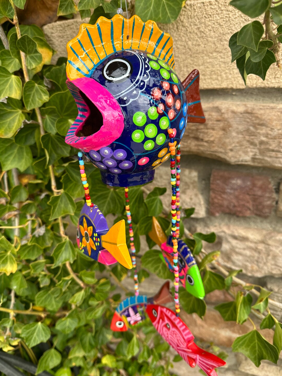 Colorful Ceramic Fish Mobile, Hand Painted Mexican Pottery Etsy