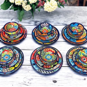 Hand-Painted Talavera Dinnerware Set | 13-Piece Mexican Pottery Collection