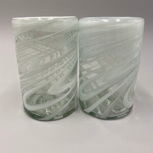 White Swirl Hand blown Mexican Tumbler 5” x 3"