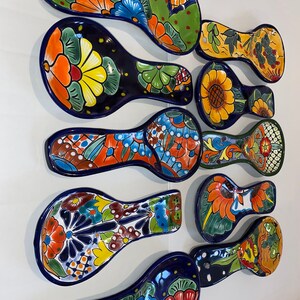 Beautiful and colorful Handcrafted Ceramic Spoon Rest Talavera Folk Art from Mexico Great Gift image 4