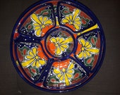 Talavera Appetizer Tray Folk Art Pottery 7Pc Handcrafted in Mexico 12.5 quot Great Gift