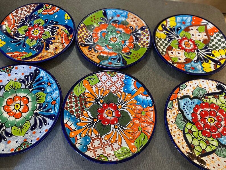 Set of 4 Mexican Pottery Talavera Plates 11.5 Lead Etsy