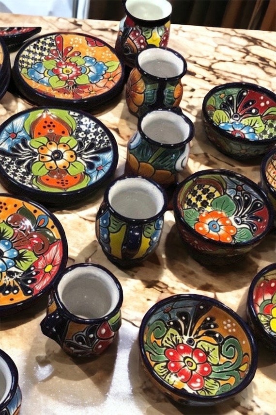 Juego de vajilla de talavera vibrante 16 piezas de cer mica