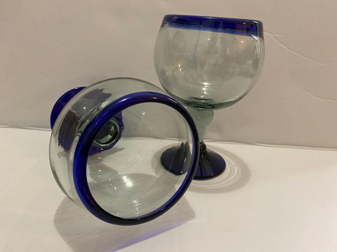 Fitted Schooner Hand Blown Mexican Margarita Glasses Shrimp Cocktail