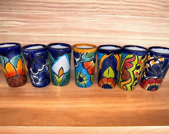 Vasos de chupito de Talavera, hechos a mano en México I Arte Popular Mexicano, Gran favor de fiesta