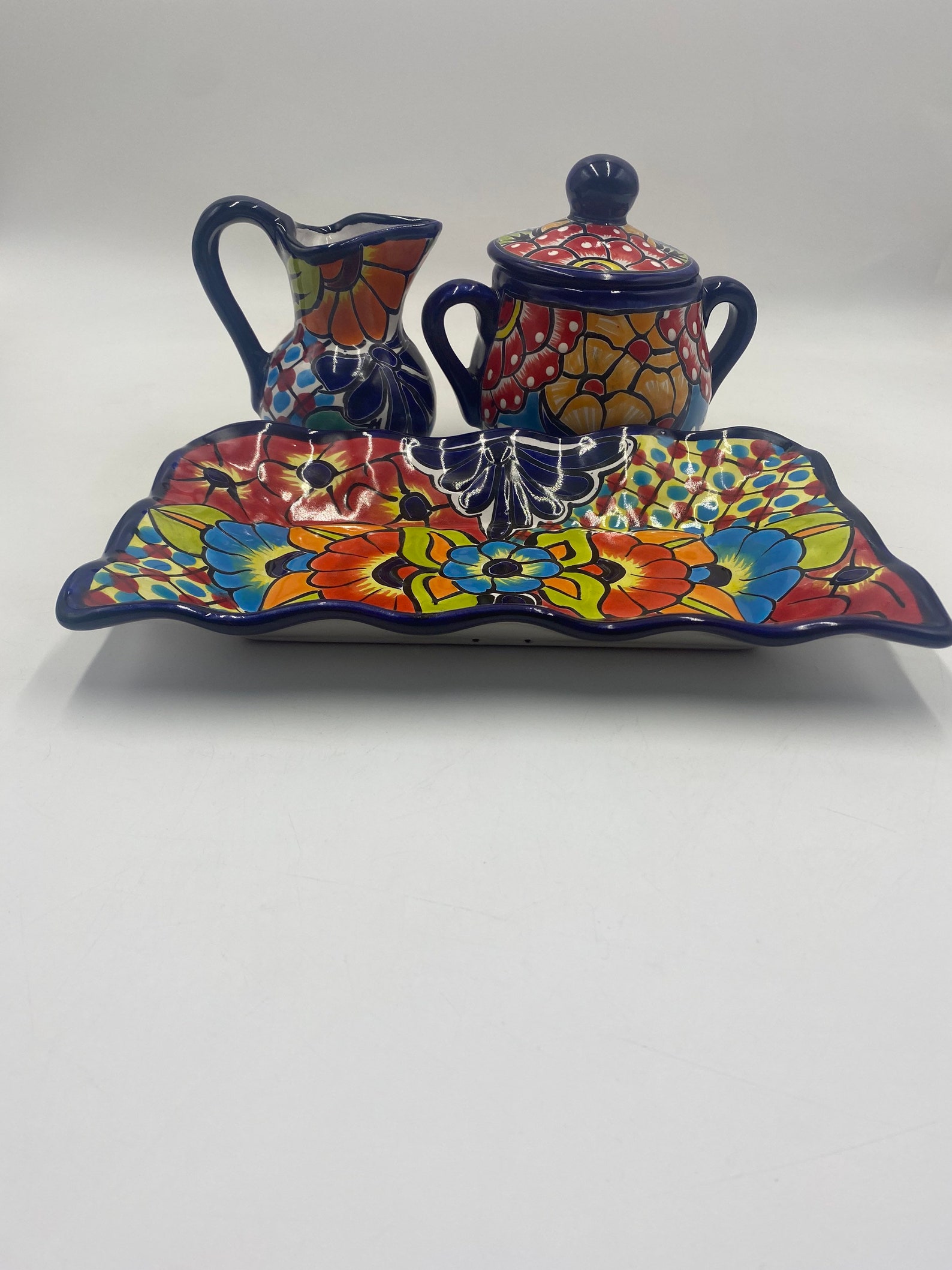 Ceramic Talavera Cream & Sugar Set With or Without Tray Etsy