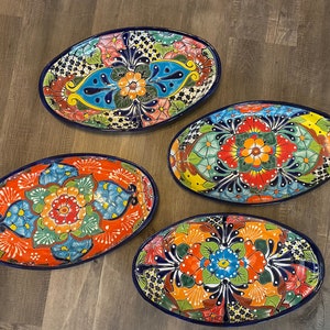 Large Oval Talavera Serving Platter, Mexican Dinnerware, Vibrant Mexican Floral Pottery, Handmade Decorative Talavera Dinnerware image 5
