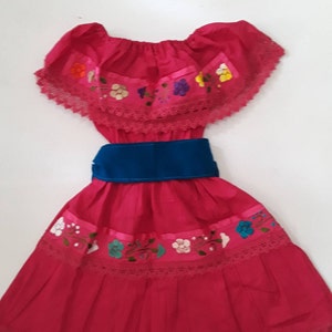 Mexican Girls Fiesta Dress With Coordinating Belt and Hand - Etsy