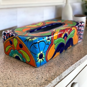 UNICEF Market  Floral Talavera-Style Ceramic Tissue Box Cover