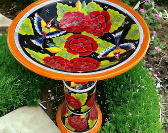 Handmade Talavera Bird Bath | Authentic Mexican Artwork (20” Diameter)