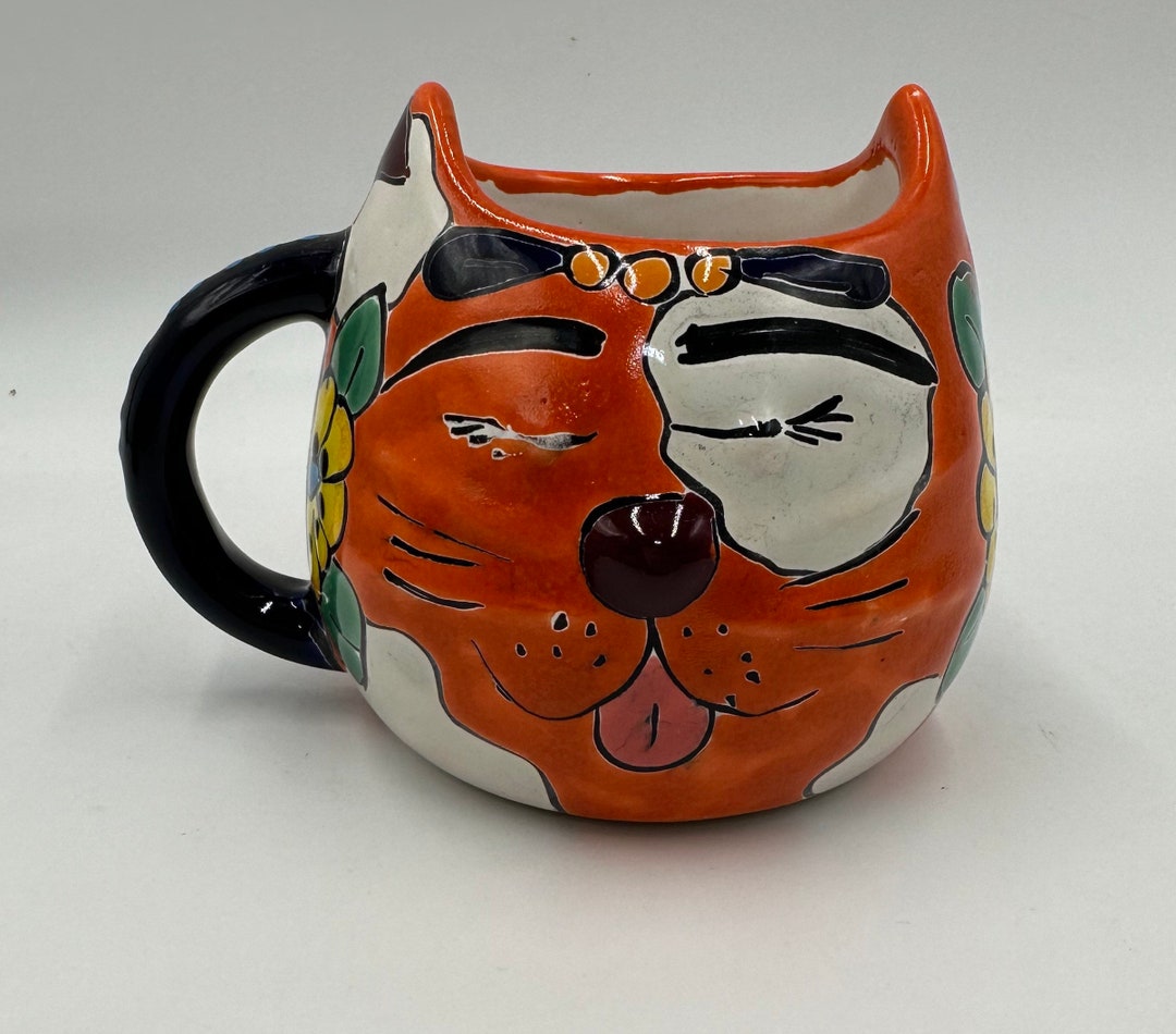 Talavera Cat Mugs, Set of Two Adorable and Unique Coffee Mugs Etsy