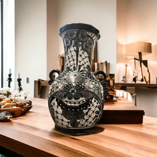 XLarge 19” Handmade Talavera Vase | Mexican Ceramic Pottery for Stunning Home Decor