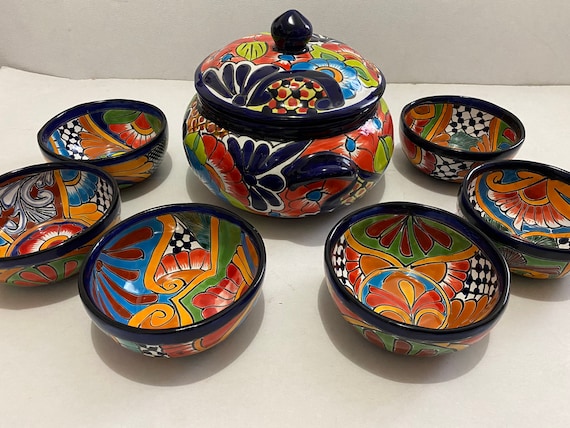 7 piezas Tureen Talavera Set cerámica mexicana 6 tazones de - Etsy España