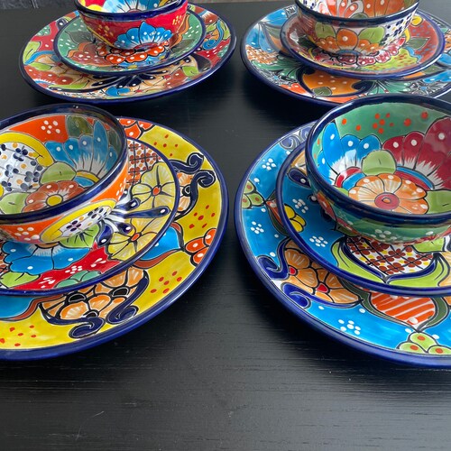 20 Piece Mexican Pottery Talavera Dinnerware Set. Seat 6 Etsy