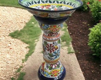 Handmade Talavera Bird Bath | Authentic Mexican Artwork (20” Diameter)